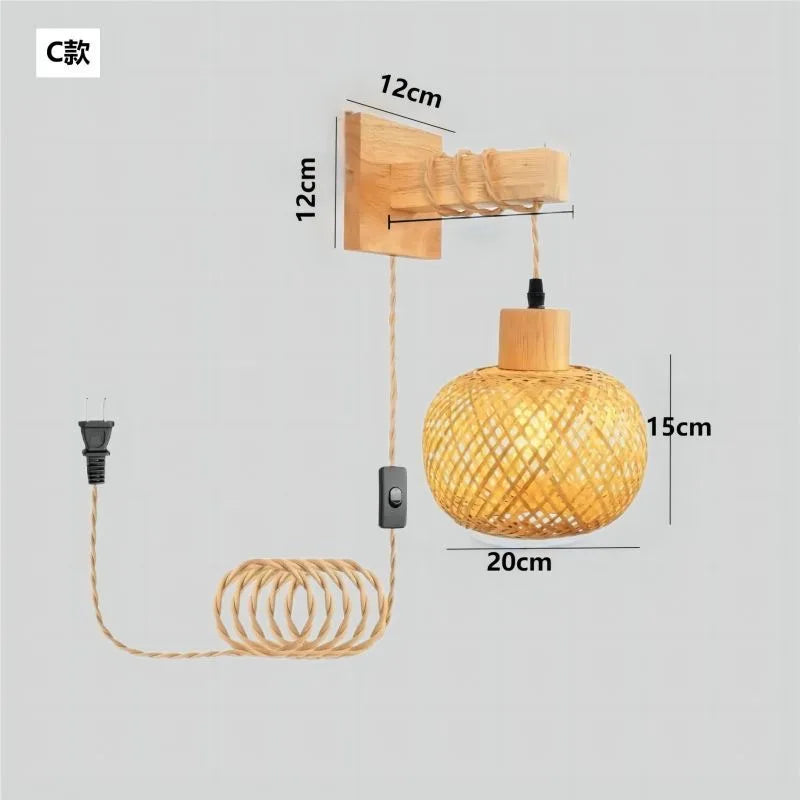 Bamboo lantern wall lamp, view 9