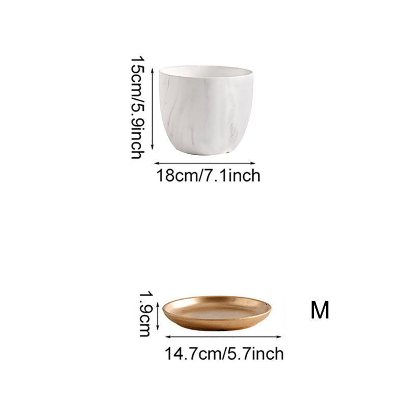 Marble-Pattern Ceramic Planter