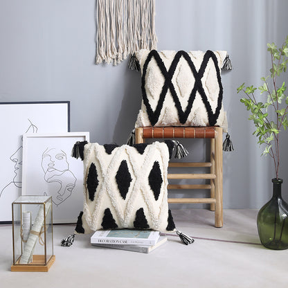 Embroidered Tassel Cushion Cover