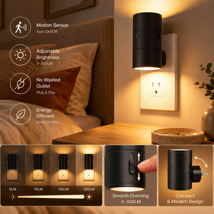 Luno Cylindrical LED Night Light, view 1