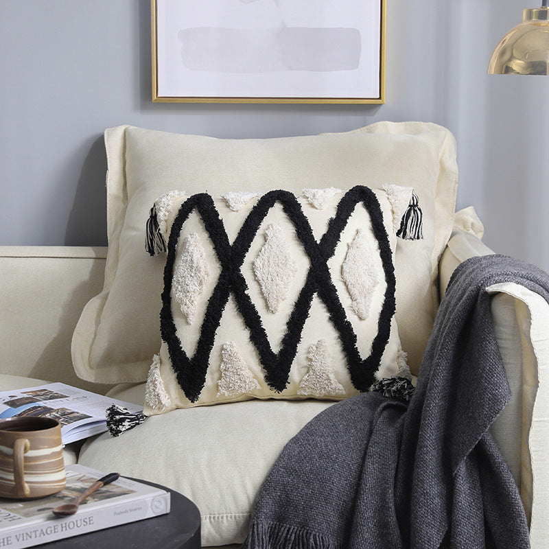 Embroidered Tassel Cushion Cover
