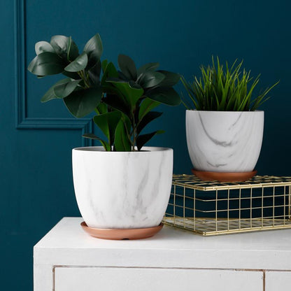 Marble-Pattern Ceramic Planter