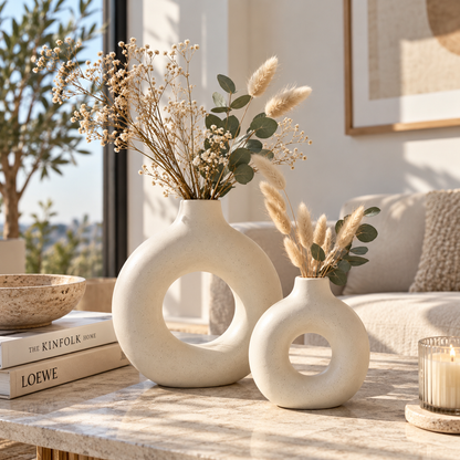 Nordic Hollow Donut Ceramic Vase