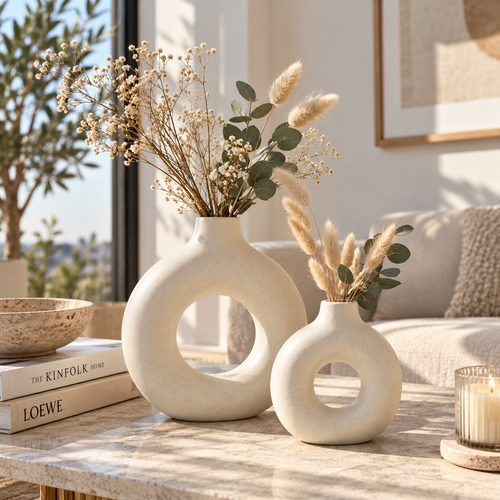 Nordic Hollow Donut Ceramic Vase