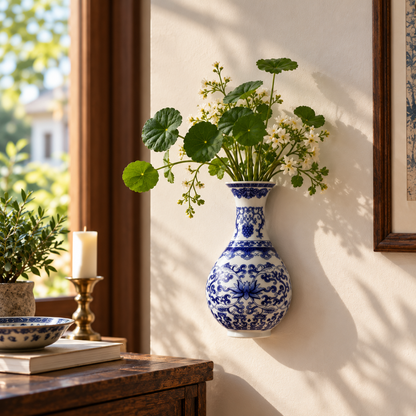 Blue and White Porcelain Wall Vase