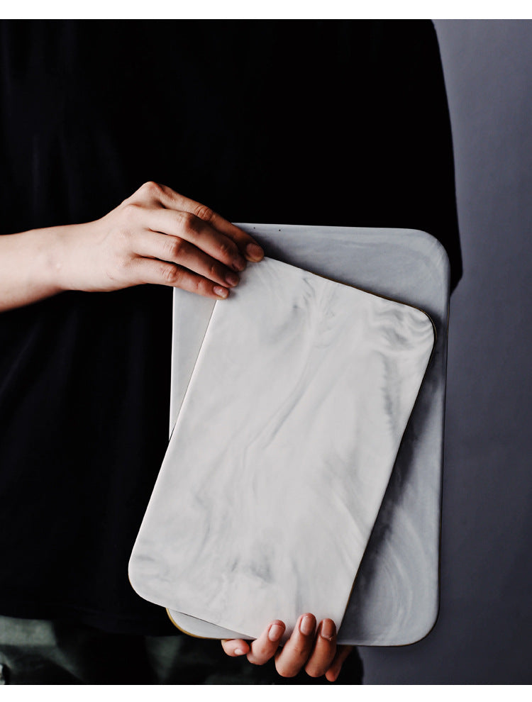 Marble-Pattern Porcelain Tray