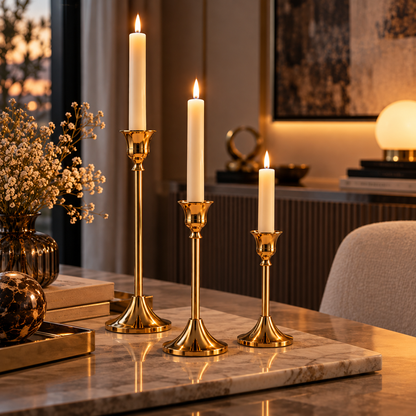 Vintage Metal Candle Holders (set of 3)