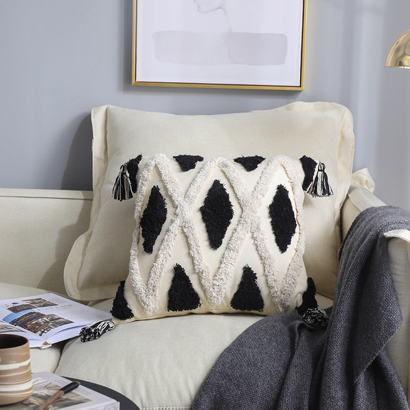 Embroidered Tassel Cushion Cover