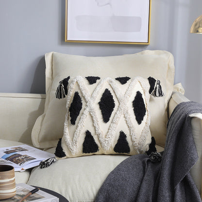 Embroidered Tassel Cushion Cover