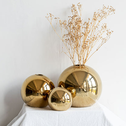 Gold-Plated Sphere Ceramic Vase