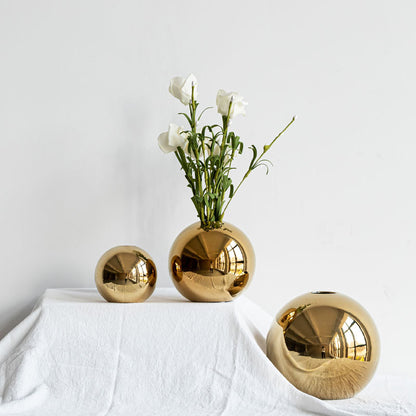 Gold-Plated Sphere Ceramic Vase
