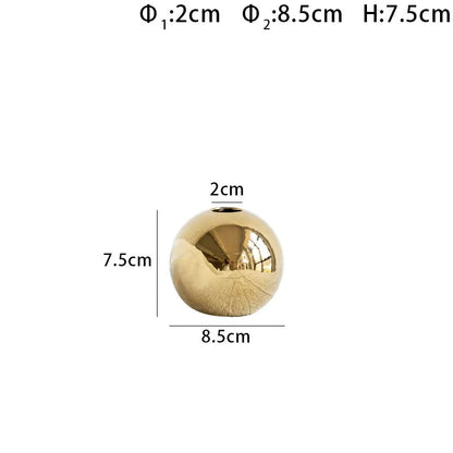 Gold-Plated Sphere Ceramic Vase