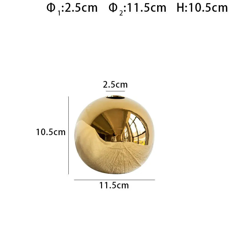 Gold-Plated Sphere Ceramic Vase