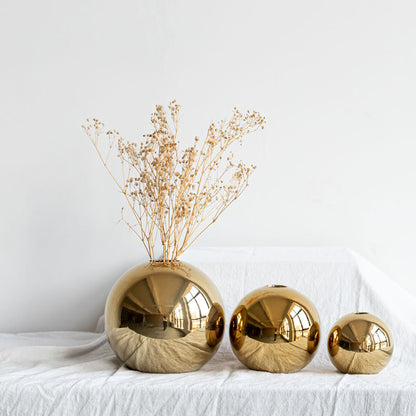 Gold-Plated Sphere Ceramic Vase