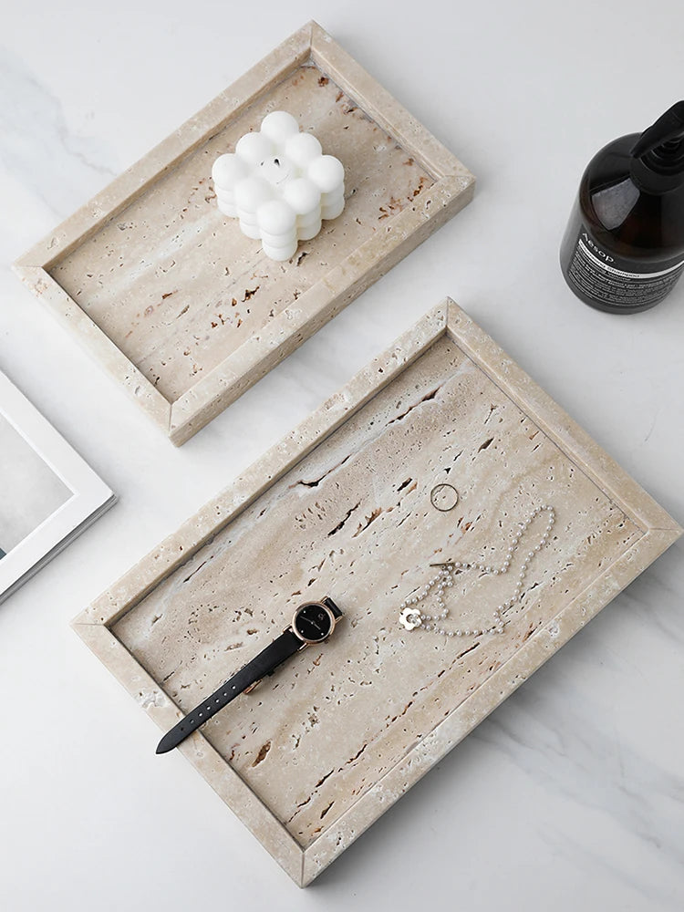 Travertine Stone Vanity Tray, view 1