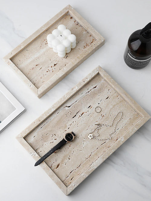 Travertine Stone Vanity Tray, view 1