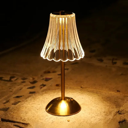 Vintage Crystal LED Desk Lamp with USB Charging