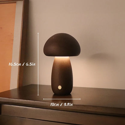 Wooden Mushrooms Night Light Touch - USB Chargeable