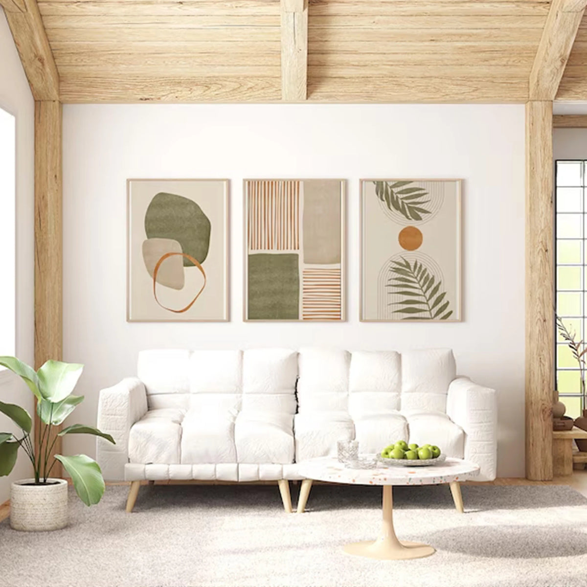 Boho Leaves Abstract Wall Art Print Set of 3, view 2