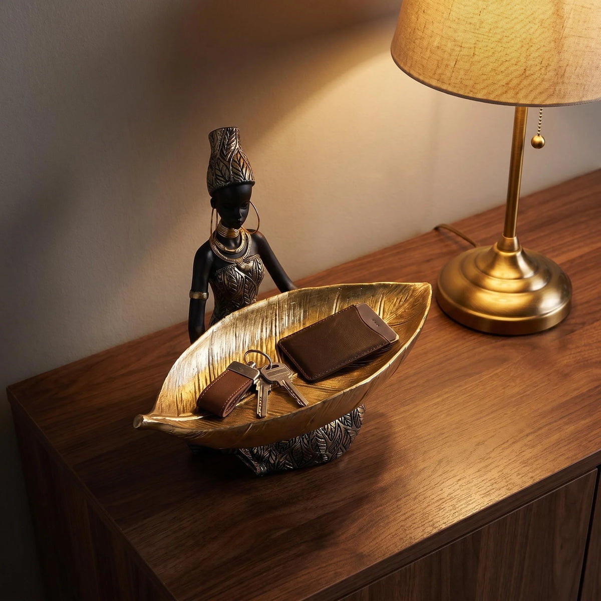 Girl with Plate Resin Sculpture, view 4