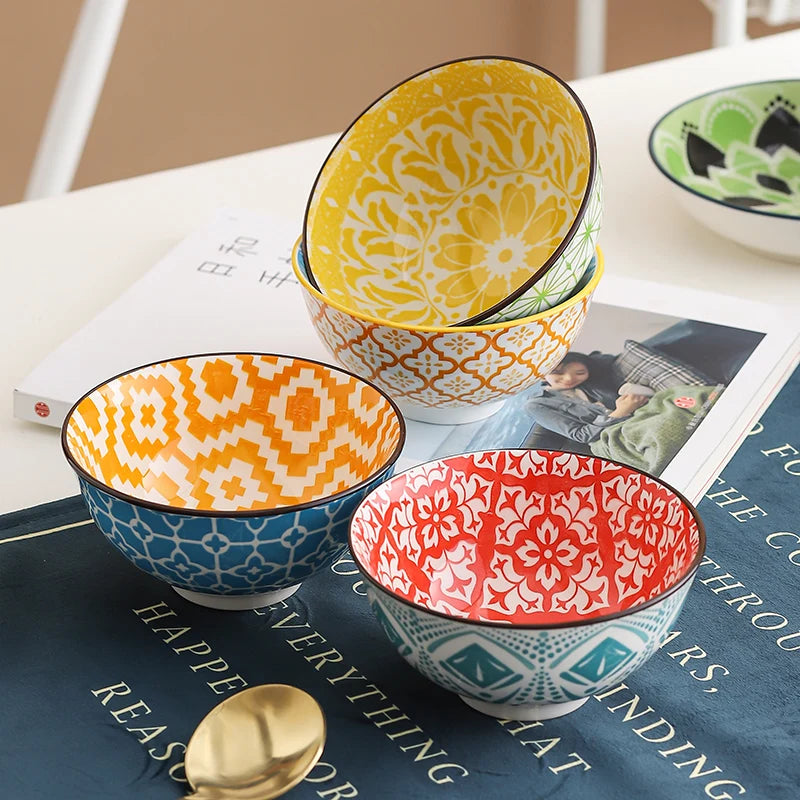 Bohemian ceramic bowl set of 4, view 3