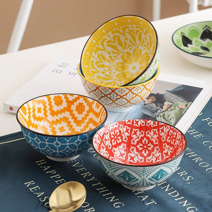 Bohemian ceramic bowl set of 4, view 3