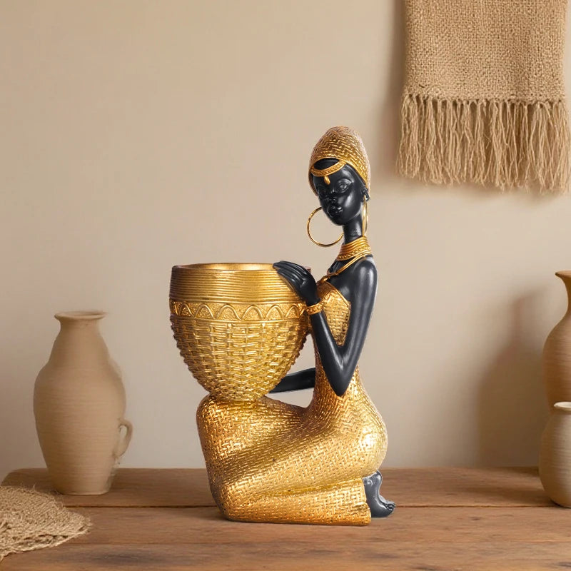 Girl with Plate Resin Sculpture, view 7