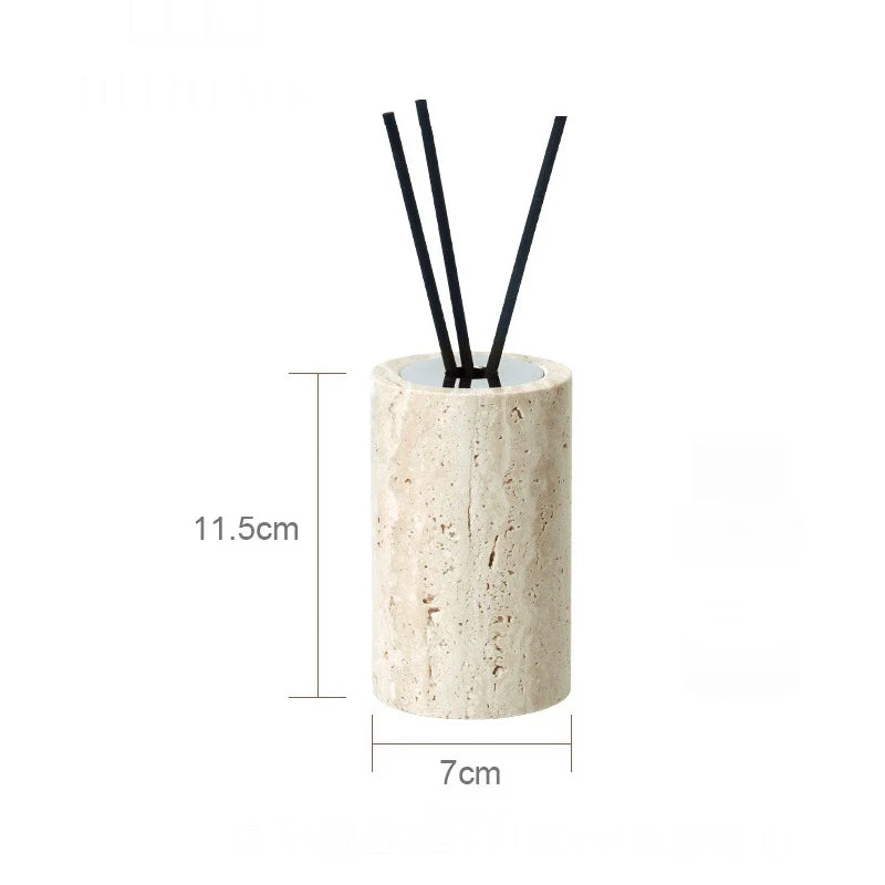 Beige travertine bathroom accessory set, view 9
