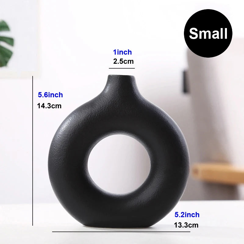 Nordic Hollow Donut Ceramic Vase