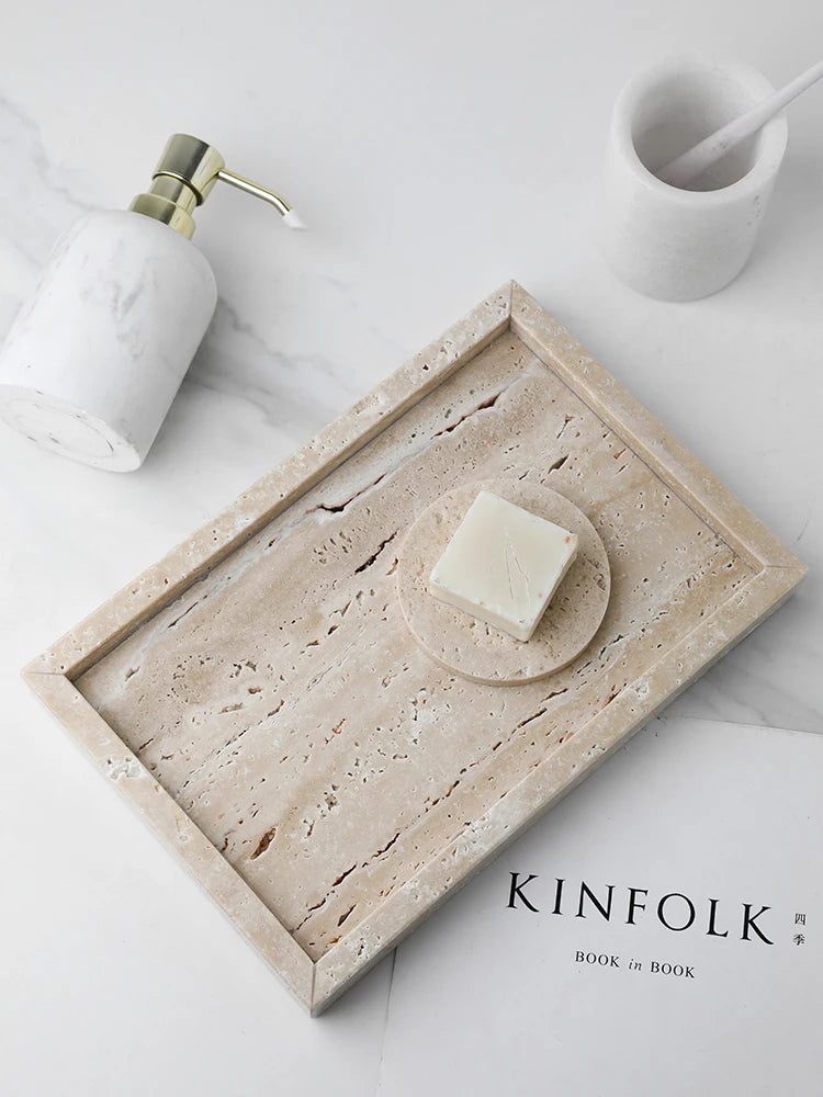 Travertine Stone Vanity Tray, view 3