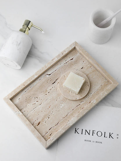 Travertine Stone Vanity Tray, view 3