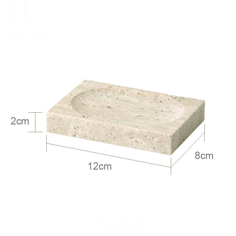 Beige travertine bathroom accessory set, view 24