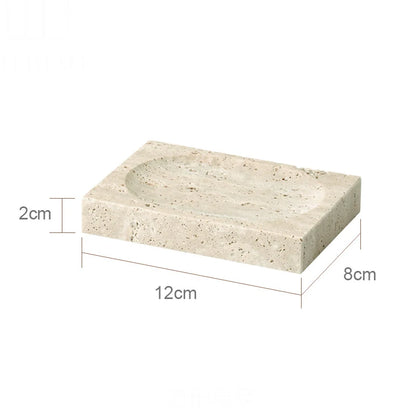 Beige travertine bathroom accessory set, view 24