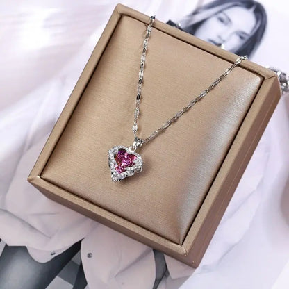 Ocean crystal heart pendant necklace, view 4