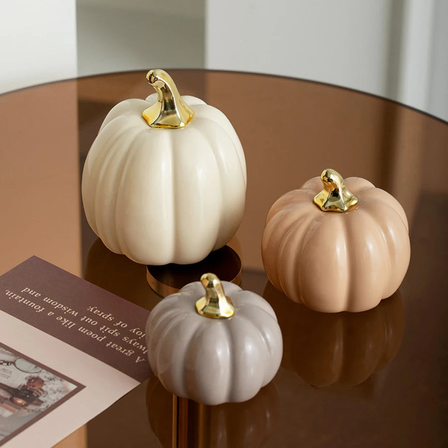 Nordic Ceramic Pumpkin Figurine, view 3