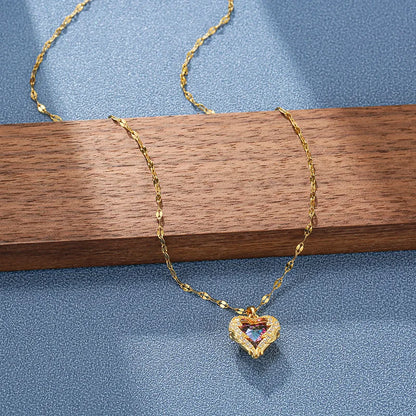Ocean crystal heart pendant necklace, view 3