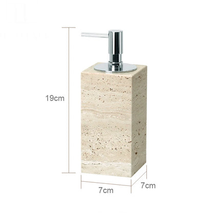 Beige travertine bathroom accessory set, view 15