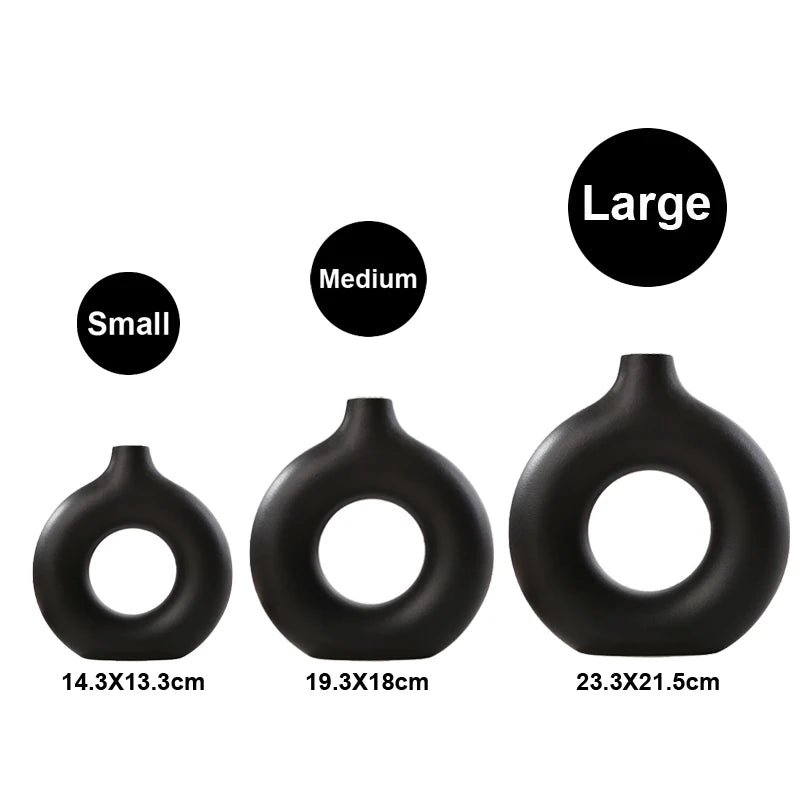 Nordic Hollow Donut Ceramic Vase