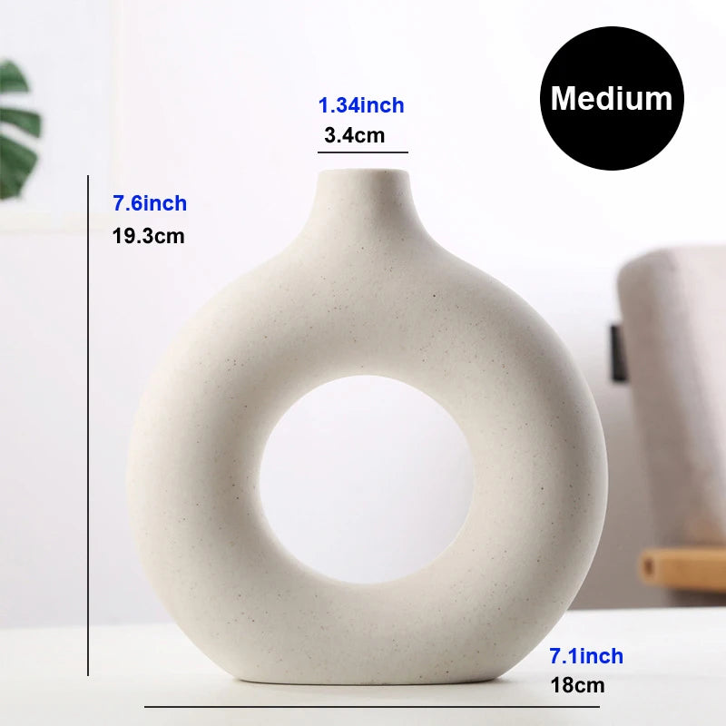 Nordic Hollow Donut Ceramic Vase