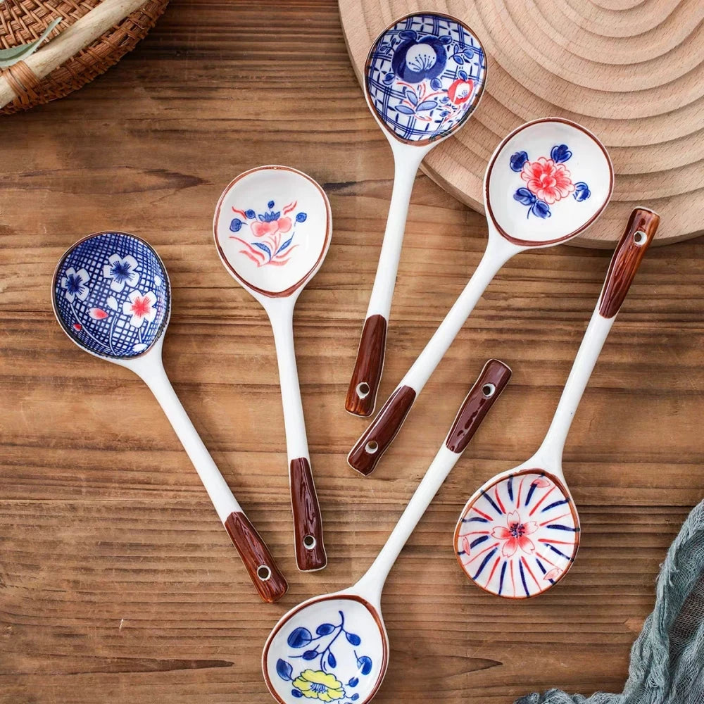 Hand-painted ceramic dessert spoon, view 1