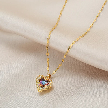 Ocean crystal heart pendant necklace, view 2
