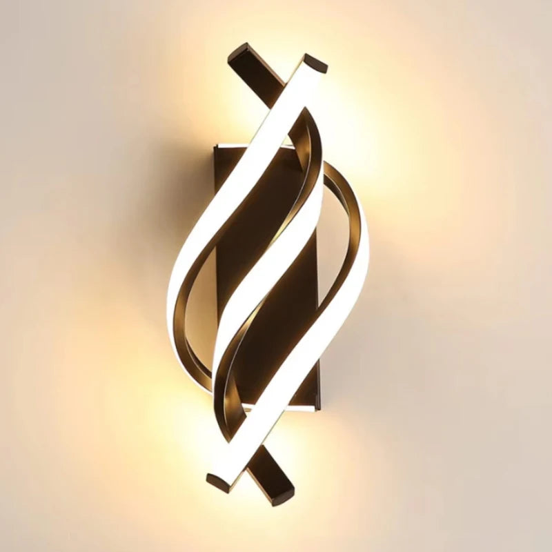 Curved Spiral Design LED Wall Lamp for Bedroom Bedside Corridor Living Room