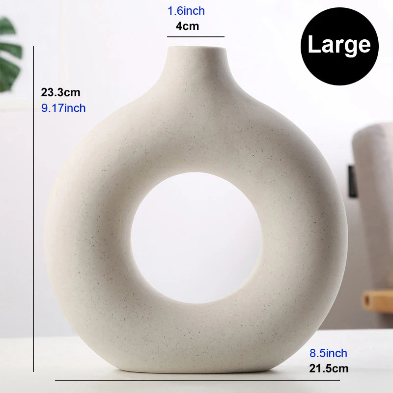 Nordic Hollow Donut Ceramic Vase