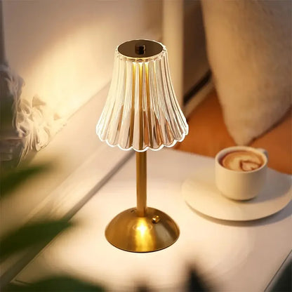 Vintage Crystal LED Desk Lamp with USB Charging