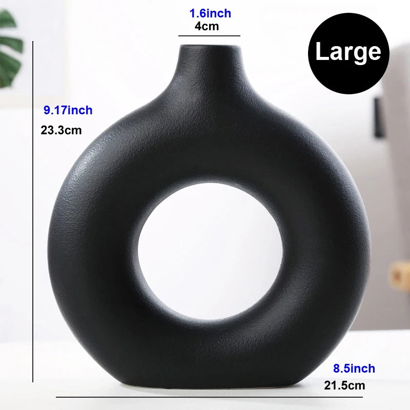 Nordic Hollow Donut Ceramic Vase