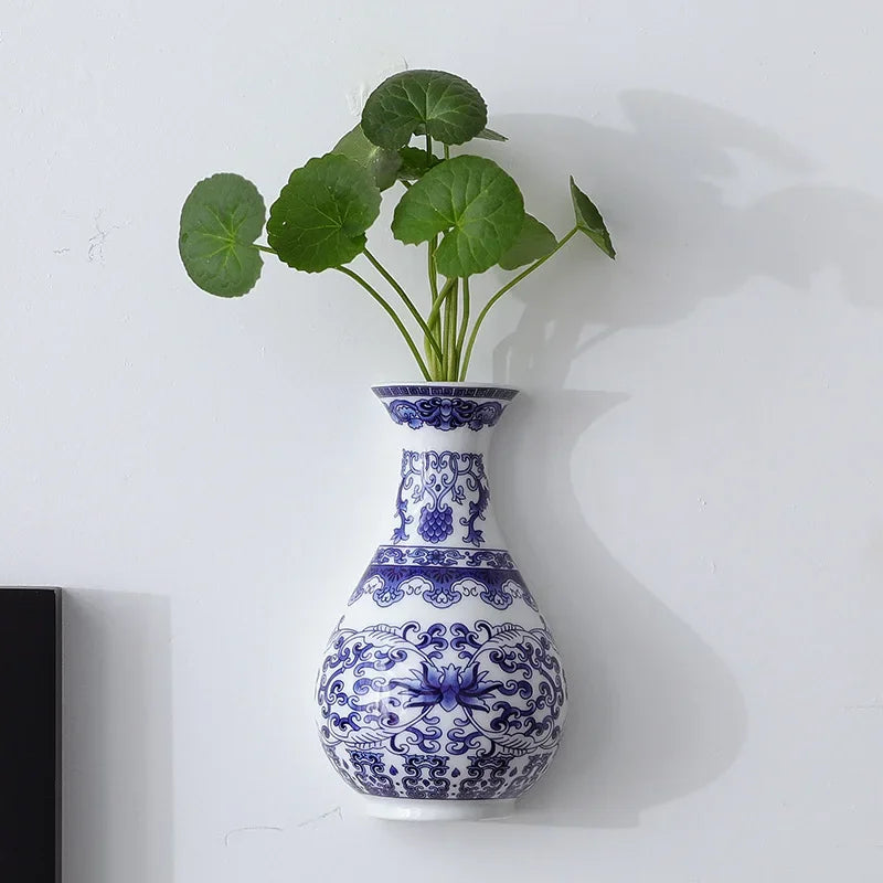 Blue and White Porcelain Wall Vase