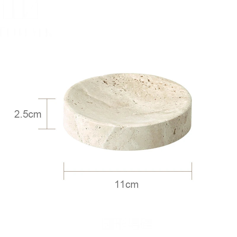 Beige travertine bathroom accessory set, view 17