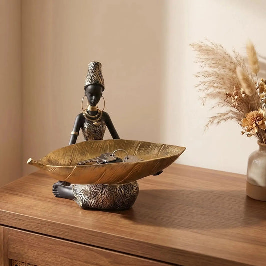 Girl with Plate Resin Sculpture, view 1