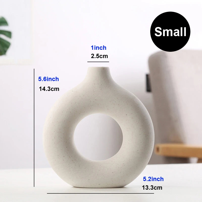 Nordic Hollow Donut Ceramic Vase