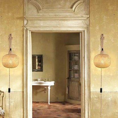 Bamboo lantern wall lamp, view 5